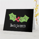 Carte Noël personnalisé Holly & Berries (Fleur jaune)