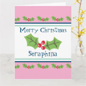 Carte Noël personnalisé Holly & Berries (Fleur jaune)