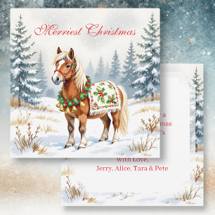 Carte Noël personnalisé Shetland Pony