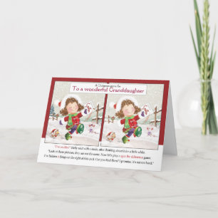 Carte Noël, petite-fille.  Repérer la différence