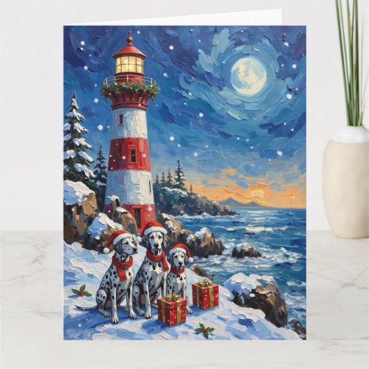 Carte Noël Phare Dalmatien Vacances (Devant)