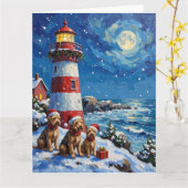 Carte Noël Phare de vacances Terrier Écossais (Fleur jaune)