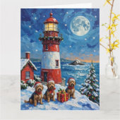 Carte Noël phare Havanese Fêtes (Fleur jaune)