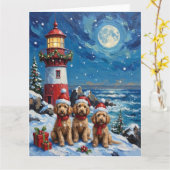Carte Noël phare Poodle Fêtes (Fleur jaune)