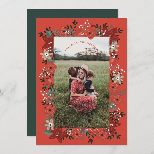 Carte Noël Poinsettia Foliage (Devant / Derrière)