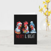 Carte Noël Poulet de Noël Chapeau de Noël Fête d'animaux (Fleur jaune)