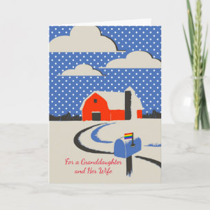 Carte Noël pour la petite-fille et sa femme, Red Barn