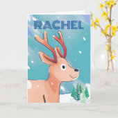 Carte Noël pour Rachel Cute Baby Deer dans la neige (Fleur jaune)