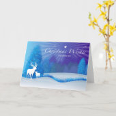 Carte Noël pour Son Cerf dans la nuit des Bois d'hiver (Fleur jaune)