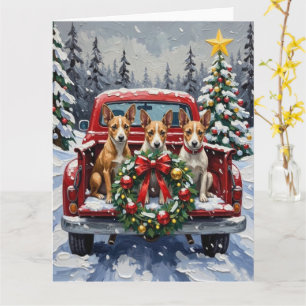 Carte Noël Rat Terrier Camion Rouge Fêtes