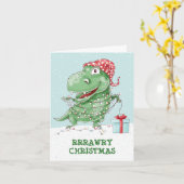 Carte Noël Rawry Dinosaure Idiot de Fêtes (Fleur jaune)