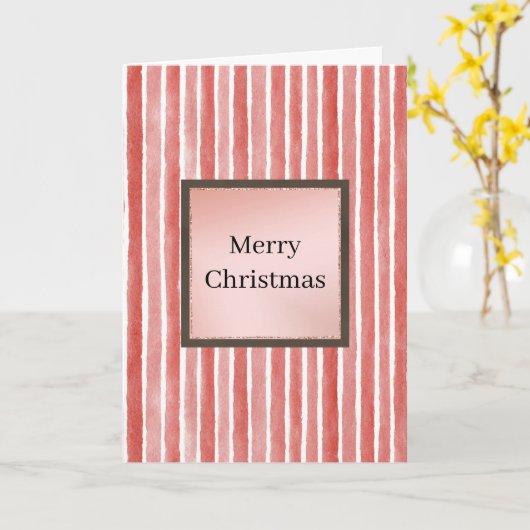 Carte Noël Rayures Rouges (Fleur jaune)