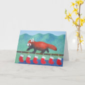 Carte Noël Red Panda (Fleur jaune)