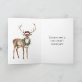 Carte Noël Red Santa Hat Reindeer (Intérieur)