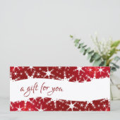Carte Noël Red Winter Snowflakes Certificat cadeau (Debout devant)