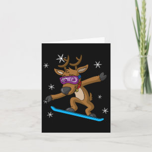 Carte Noël Reindeer Snowboard Snowboard Snowbo