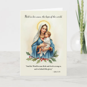 Carte Noël religieux Marie Madonna et Paix des enfants