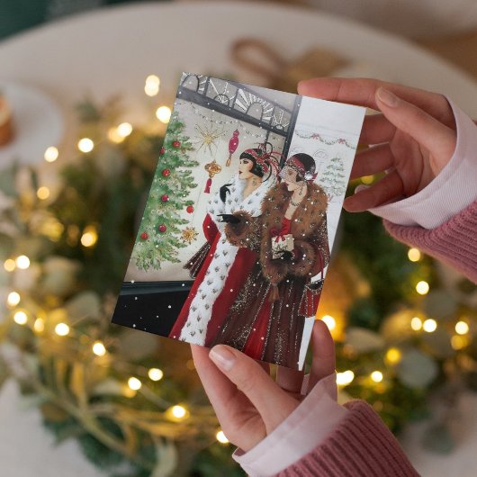 Carte Noël rétro art déco