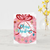 Carte Noël rétro turquoise Wreath (Fleur jaune)