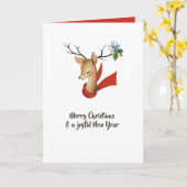 Carte Noël Retro Vintage Reindee (Fleur jaune)