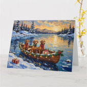Carte Noël Rhodesian Ridgeback Bateau Vacances (Fleur jaune)
