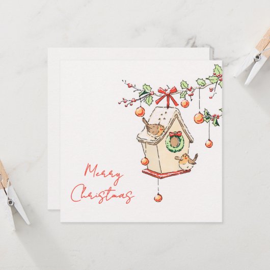 Carte Noël, Robin Chritsmas card (Devant/Arrière en situation)