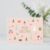 Carte Noël rose mignonSymboles Motif (Debout devant)