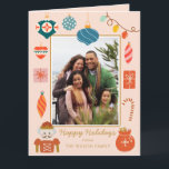 Carte Noël rose Ornement mignonne Photo de famille<br><div class="desc">Noël Coloré Famille Vacances Photo</div>