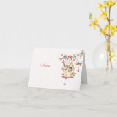 Carte Noël rouge gorge décoration de table (Fleur jaune)