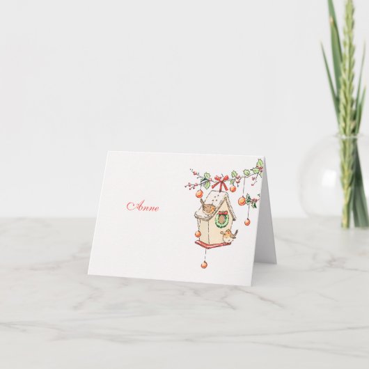 Carte Noël rouge gorge décoration de table (Devant)