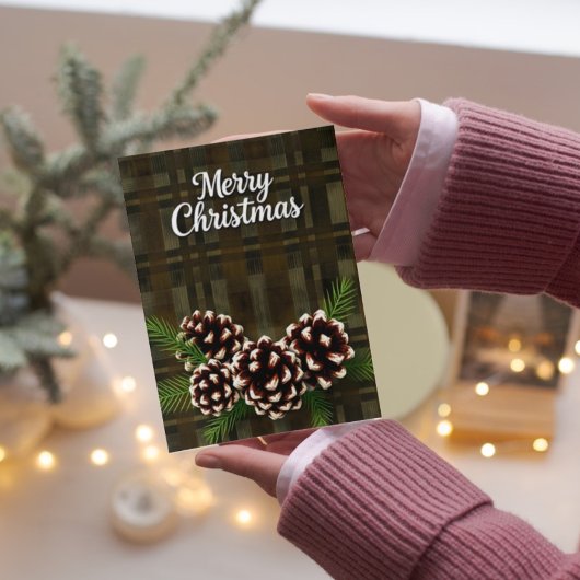 Carte Noël rustique avec Pinecones
