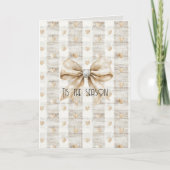 Carte Noël rustique crème Arc argenté (Devant)