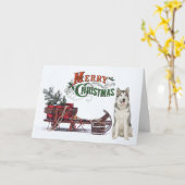 Carte Noël rustique Husky (Fleur jaune)