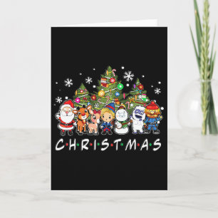 Carte Noël Santa Amis Renne Bonhomme de neige Famille Xm