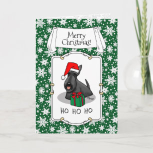 Carte Noël Santa Hat Scottish Terrier (noir) mignonne