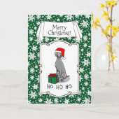 Carte Noël Santa Hat Weimaraner Chien (gris 1) mignon (Fleur jaune)
