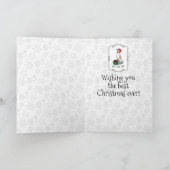 Carte Noël Santa Hat Whippet Chien Faune et blanc mignet (Intérieur)