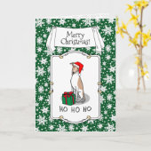Carte Noël Santa Hat Whippet Chien Faune et blanc mignet (Fleur jaune)