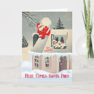 Carte Noël Santa Paws avec Fox Terriers
