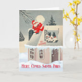 Carte Noël Santa Paws avec Fox Terriers (Fleur jaune)