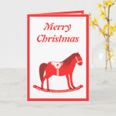 Carte Noël scandinave Cheval Rocse Custom (Fleur jaune)