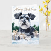 Carte Noël Schnauzer (Fleur jaune)