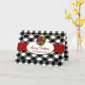 Carte Noël Secret Pal Noir Blanc Plaid Wreath (Fleur jaune)