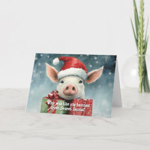 Carte Noël secret Père Noël Pig