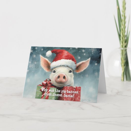 Carte Noël secret Père Noël Pig (Devant)