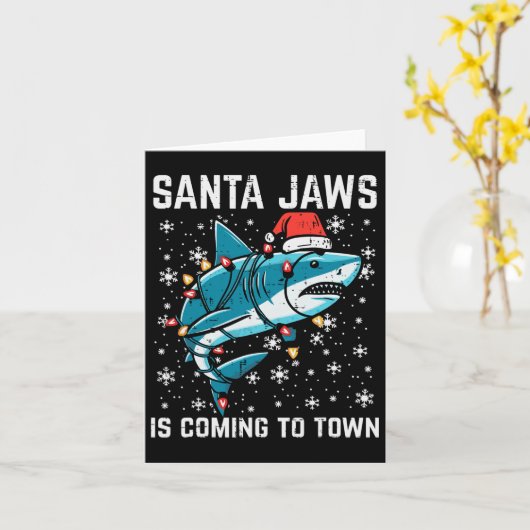 Carte Noël Shark Père Noël Jaws Jaws Jaws Hommes Garçons (Fleur jaune)