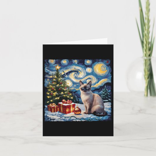 Carte Noël Siamese Chat Art Van Gogh Le Starry Nigh (Devant)