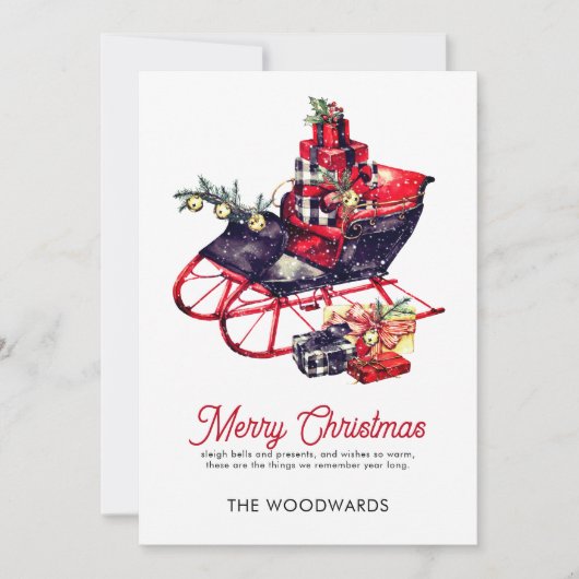 Carte Noël Sleigh Joyeux Noël (Devant)