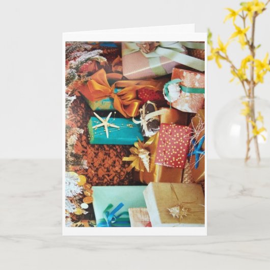 CARTE NOËL SOUHAITE À LA FAMILLE, AMIS ET BONHEUR (Fleur jaune)