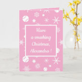 Carte 🎄 Noël 🎾 tennis rose et blanc (Fleur jaune)